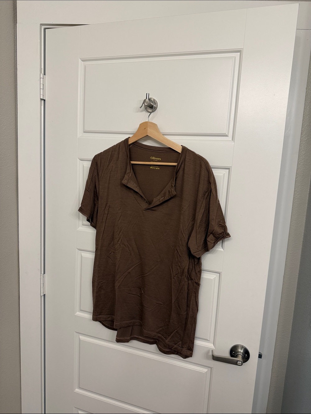 Olivers Men’s Reddish Brown Short-Sleeve Henley Merino XL